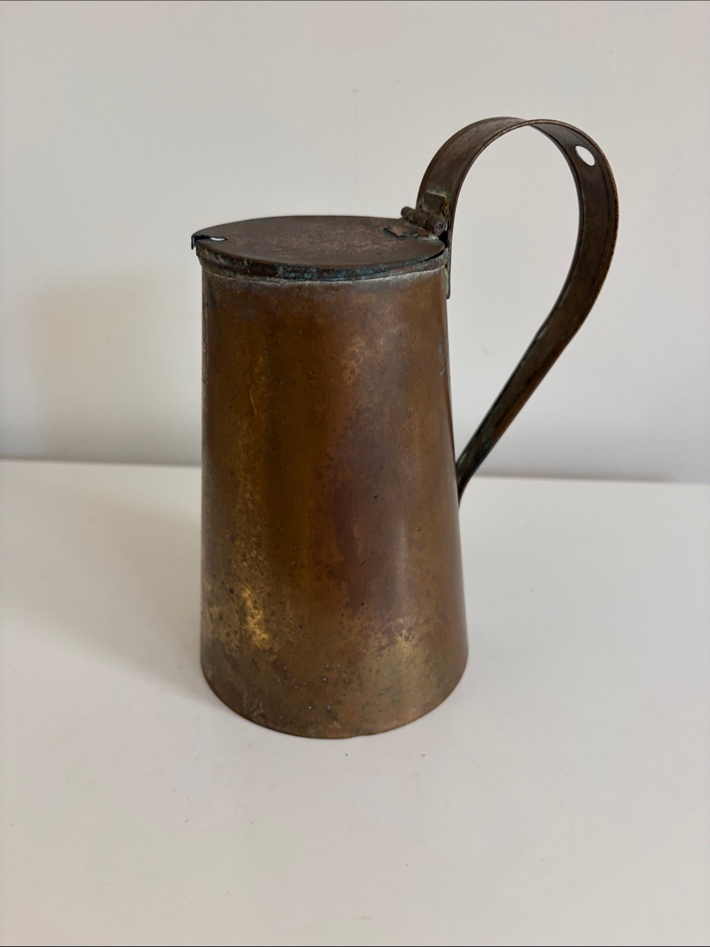Antique Brass Pitcher with Lid - Rustic Brown Finish